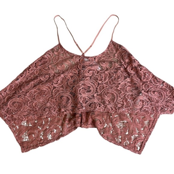 🦋NWOT Free People Best Idea sequin Sheer Mesh Party cami in rose Strap SZ Small - Picture 2 of 3